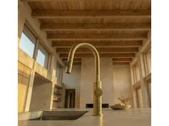 Architek Misturadora de lavatório com chuveiro extraível ouro escovado Essebagno