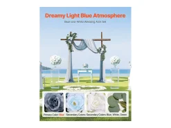 Arco de Casamento SucceBuy Kit de Flores Artificiais para Arco de Casamento - Azul, 2 Flores e 2 Cortinas