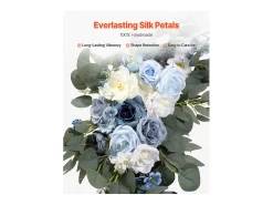 Arco de Casamento SucceBuy Kit de Flores Artificiais para Arco de Casamento - Azul, 2 Flores e 2 Cortinas