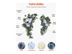 Arco de Casamento SucceBuy Kit de Flores Artificiais para Arco de Casamento - Azul, 2 Flores e 2 Cortinas