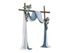 Arco de Casamento SucceBuy Kit de Flores Artificiais para Arco de Casamento - Azul, 2 Flores e 2 Cortinas