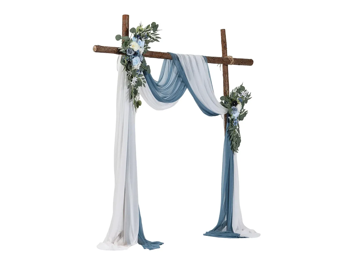 Arco de Casamento SucceBuy Kit de Flores Artificiais para Arco de Casamento - Azul, 2 Flores e 2 Cortinas