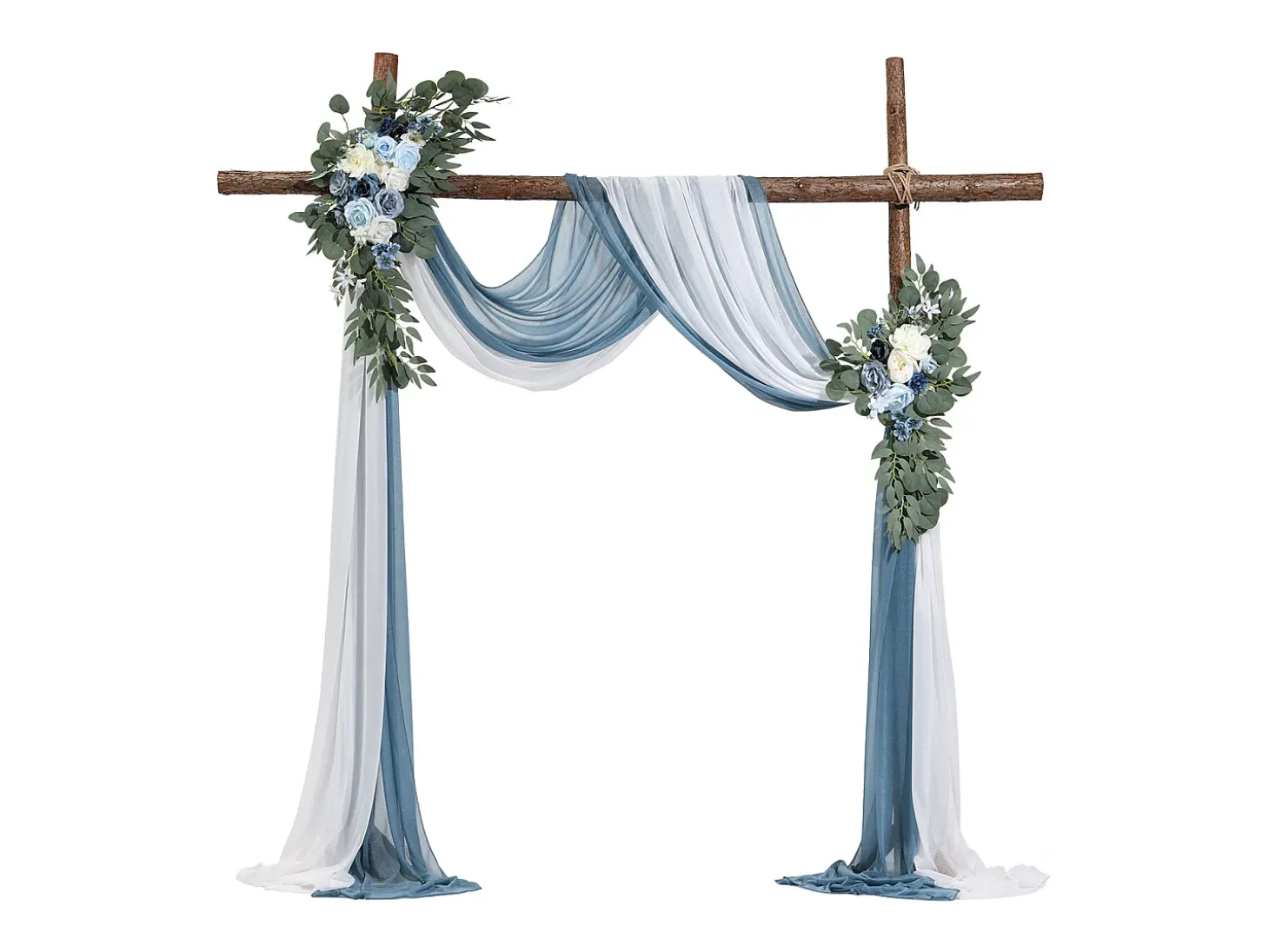 Arco de Casamento SucceBuy Kit de Flores Artificiais para Arco de Casamento - Azul, 2 Flores e 2 Cortinas
