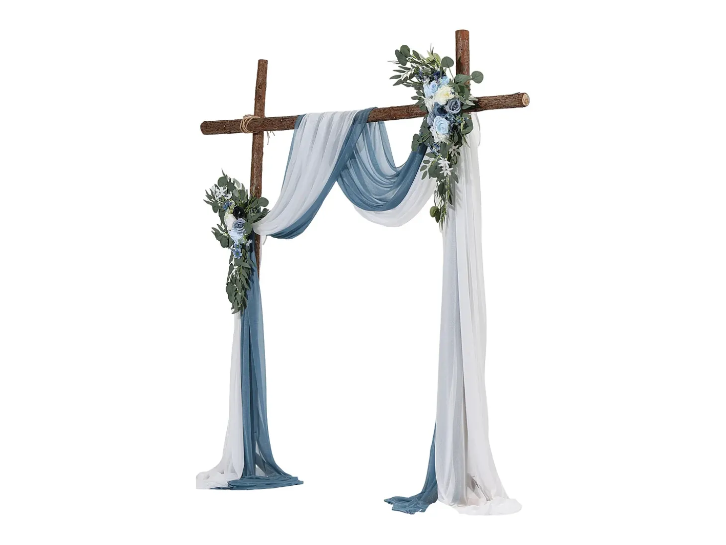 Arco de Casamento SucceBuy Kit de Flores Artificiais para Arco de Casamento - Azul, 2 Flores e 2 Cortinas
