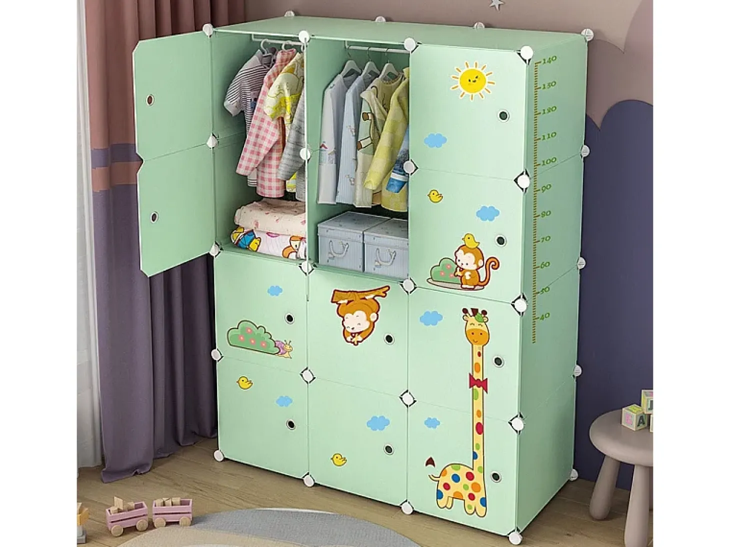 ARMARIO MODULAR GRANDE ESTANTE PARA BRINQUEDOS GUARDA-ROUPA PARA CRIANÇAS CAPAZ COLORIDO