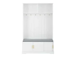 Armário - 120 x 40 x 191 cm - com sapateira + guarda-roupa + 6 ganchos triplos - aglomerado - branco
