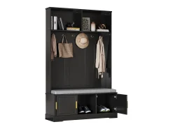 Armário - 120 x 40 x 191 cm - com sapateira + guarda-roupa + 6 ganchos triplos - aglomerado - preto