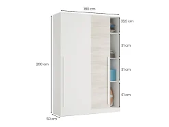 Armário 2 portas de correr em aglomerado branco 200x120x50cm