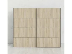 Armário Acerno de 2 portas, mobiliário de quarto, roupeiro, roupeiro, 243x64 h202 cm, branco e carvalho
