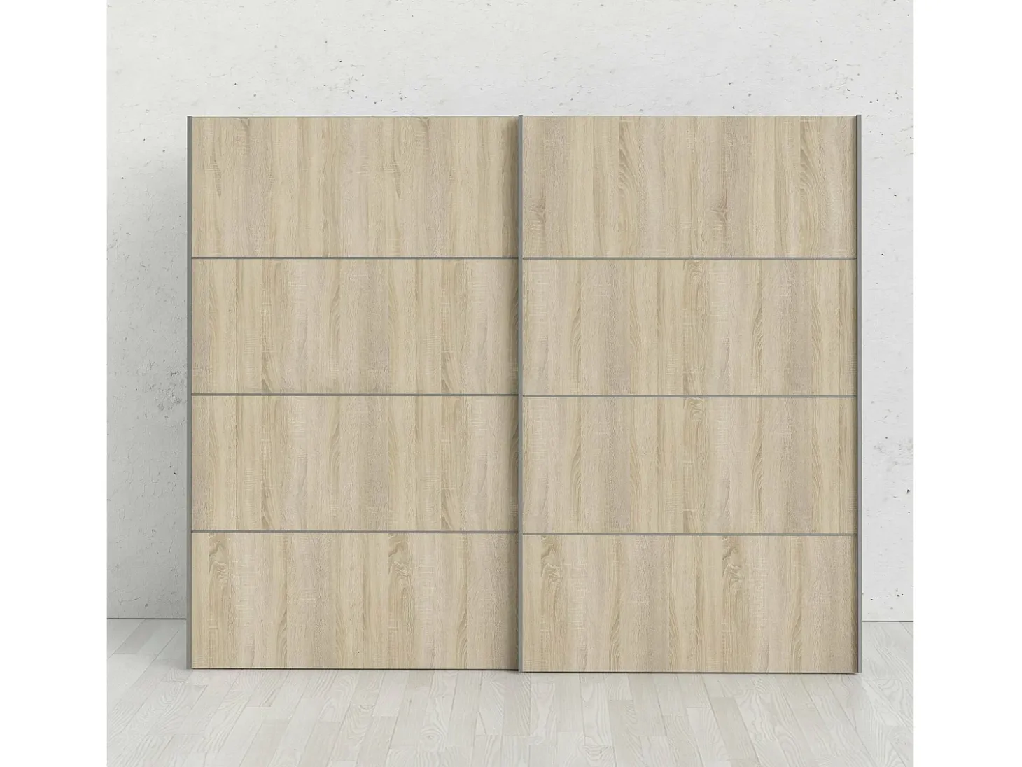 Armário Acerno de 2 portas, mobiliário de quarto, roupeiro, roupeiro, 243x64 h202 cm, branco e carvalho