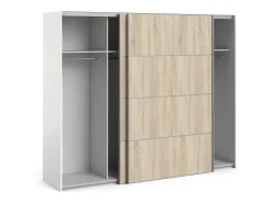 Armário Acerno de 2 portas, mobiliário de quarto, roupeiro, roupeiro, 243x64 h202 cm, branco e carvalho