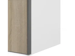 Armário Acerno de 2 portas, mobiliário de quarto, roupeiro, roupeiro, 243x64 h202 cm, branco e carvalho