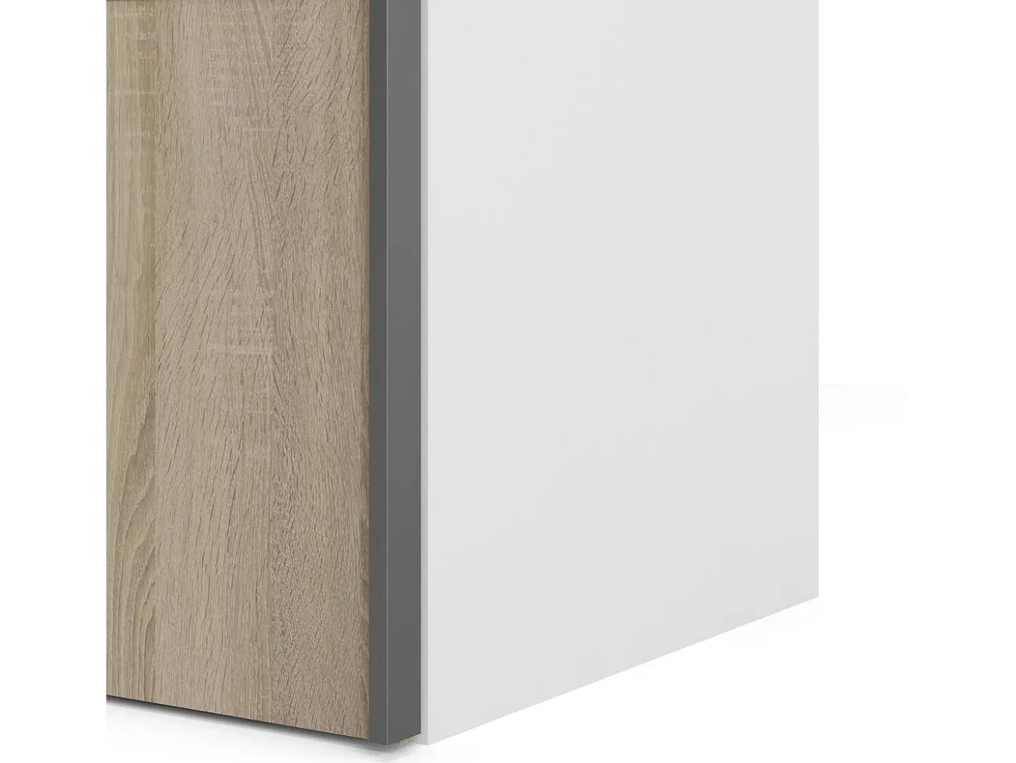Armário Acerno de 2 portas, mobiliário de quarto, roupeiro, roupeiro, 243x64 h202 cm, branco e carvalho