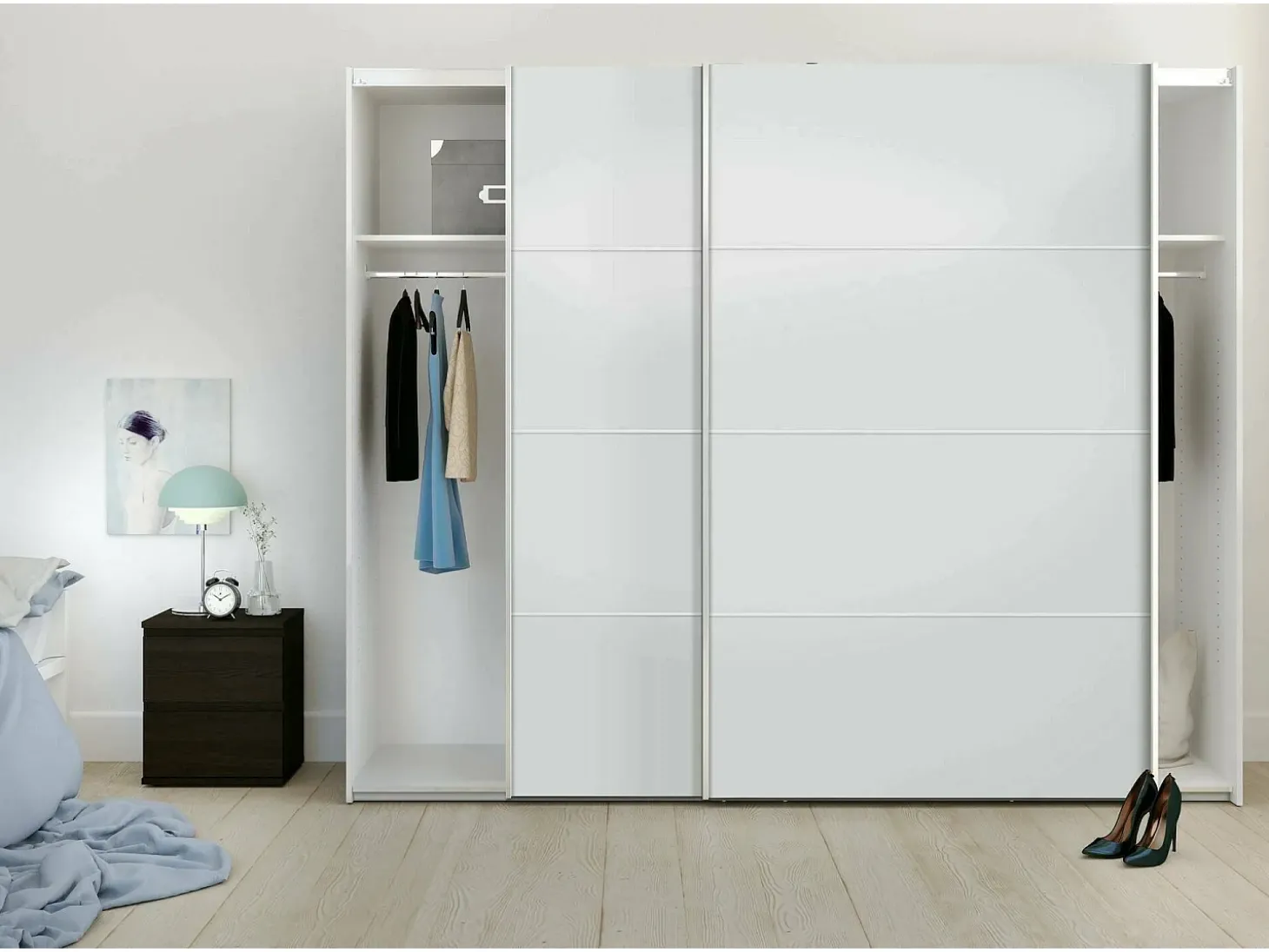 Armário Acerno de 2 portas, Móveis de quarto, Armário, Armário, 243x64 h202 cm, Branco