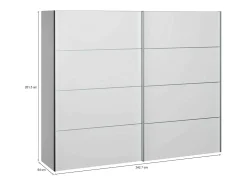 Armário Acerno de 2 portas, Móveis de quarto, Armário, Armário, 243x64 h202 cm, Branco