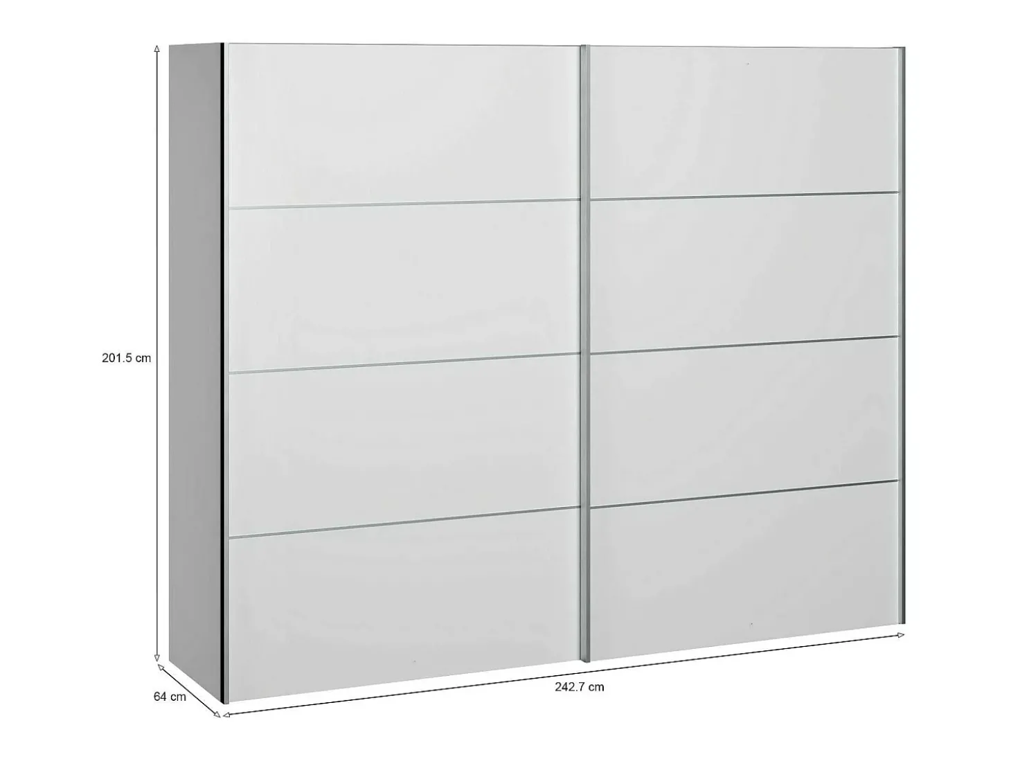 Armário Acerno de 2 portas, Móveis de quarto, Armário, Armário, 243x64 h202 cm, Branco