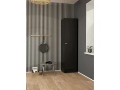 Armário Airone grande, mobiliário de quarto, roupeiro, roupeiro, 49x47 h200 cm, preto