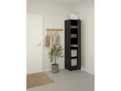 Armário Airone grande, mobiliário de quarto, roupeiro, roupeiro, 49x47 h200 cm, preto