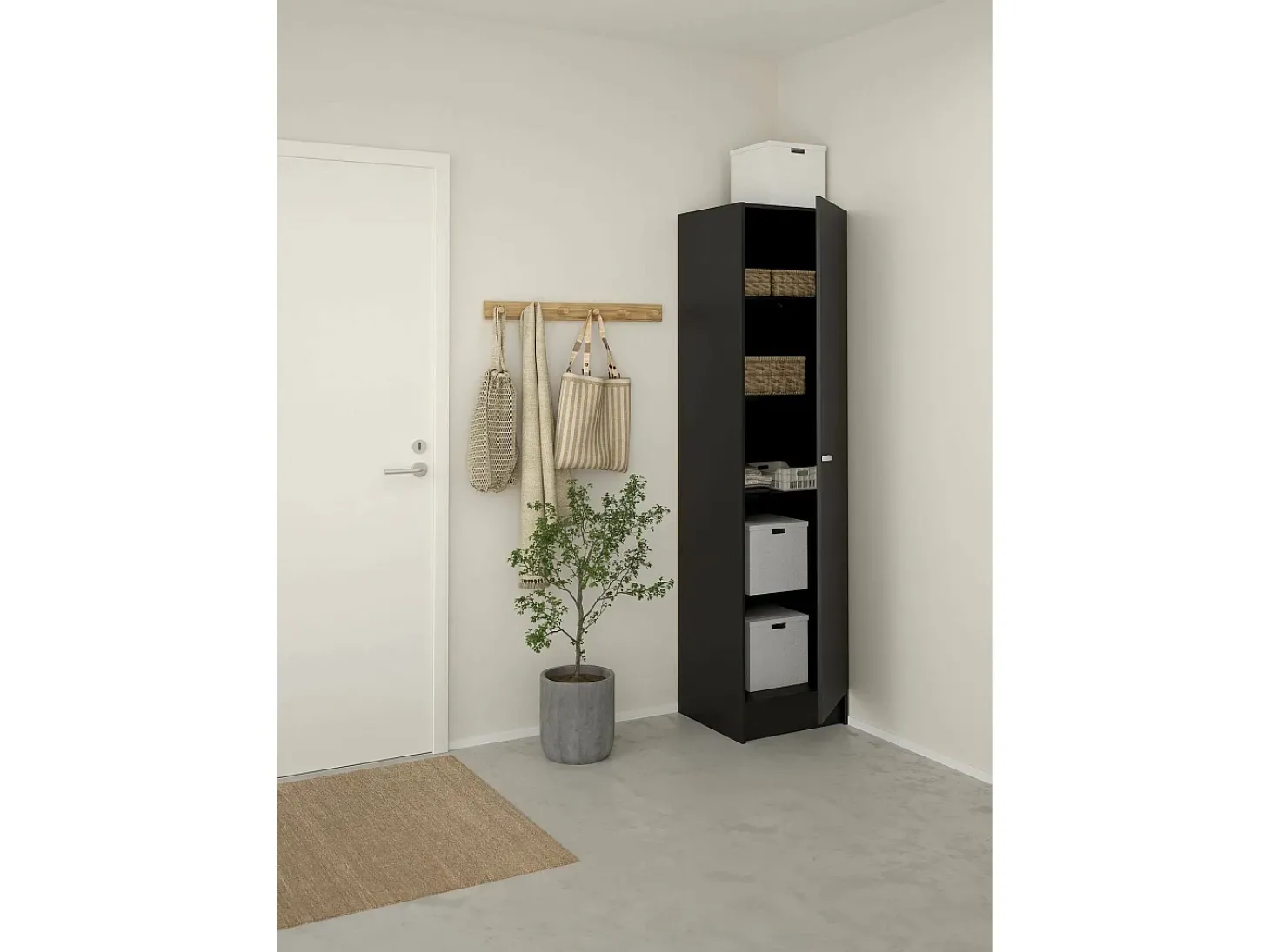 Armário Airone grande, mobiliário de quarto, roupeiro, roupeiro, 49x47 h200 cm, preto