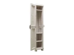 Armário alto de plástico SpaceSaver 35 taupe 1 porta com fechadura e prateleiras ajustáveis 35x45x184 cm, montagem sem ferramentas