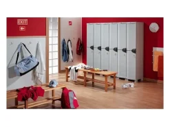 Armário alto de plástico SpaceSaver 35 taupe 1 porta com fechadura e prateleiras ajustáveis 35x45x184 cm, montagem sem ferramentas
