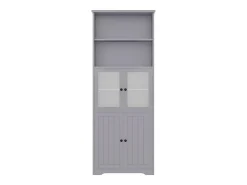 Armário alto para casa de banho com 4 portas - Madeira MDF - Cinza