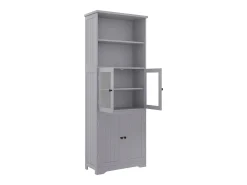 Armário alto para casa de banho com 4 portas - Madeira MDF - Cinza