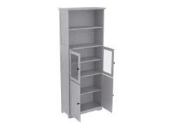 Armário alto para casa de banho com 4 portas - Madeira MDF - Cinza