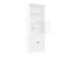 Armário alto para casa de banho com 4 portas - Madeira MDF - Branco