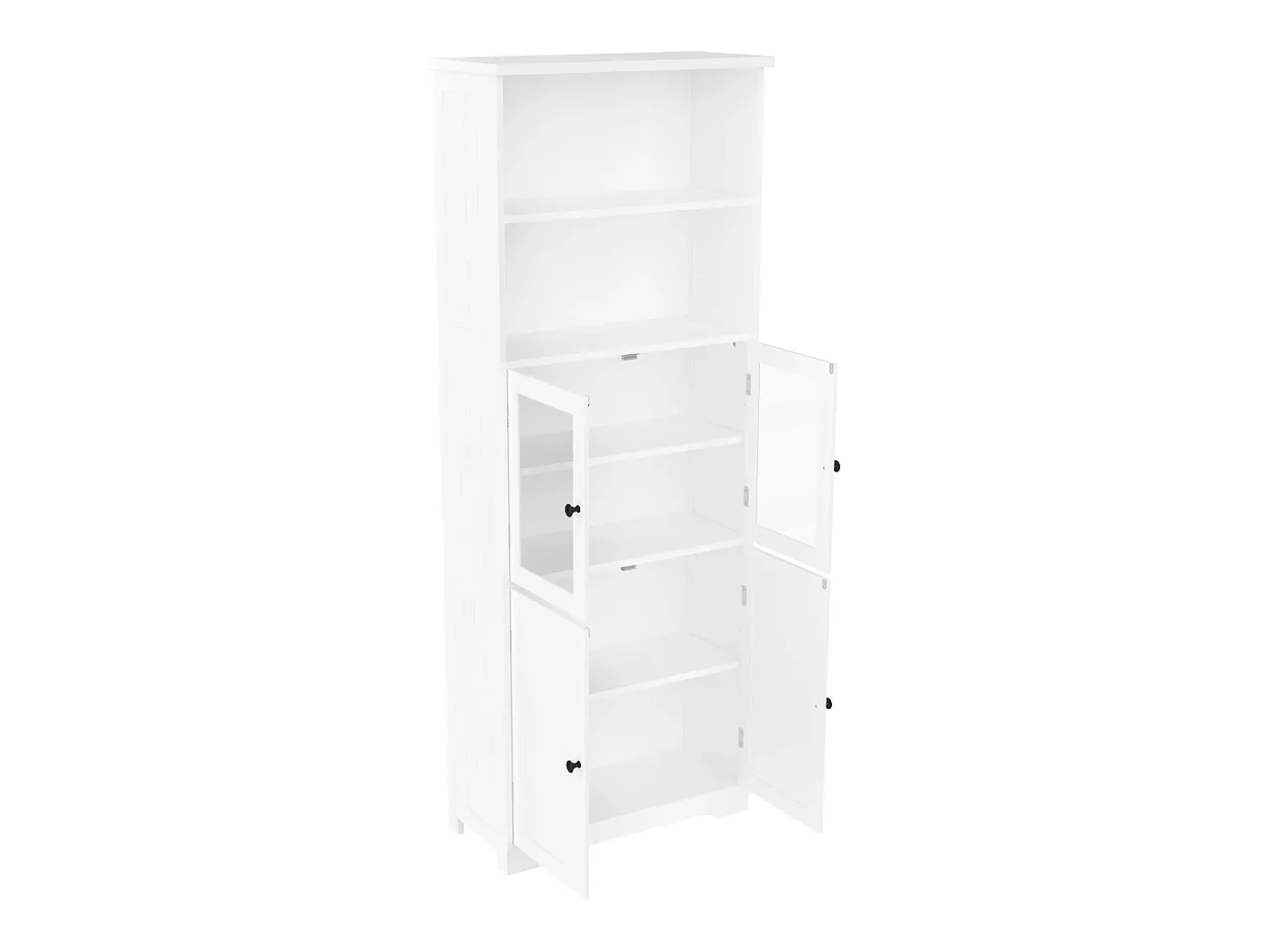 Armário alto para casa de banho com 4 portas - Madeira MDF - Branco