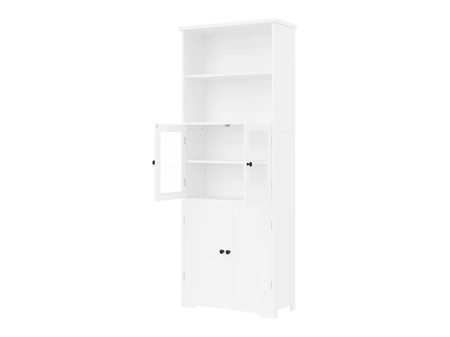 Armário alto para casa de banho com 4 portas - Madeira MDF - Branco