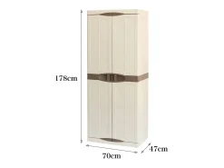 Armário ao ar livre Daldegan, Armário de varanda multiuso, Armário de vassoura de 2 portas, 100% Made in Italy, 70x47h178 cm, Bege e Castanho, Acabamento elegante
