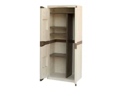 Armário ao ar livre Daldegan, Armário de varanda multiuso, Armário de vassoura de 2 portas, 100% Made in Italy, 70x47h178 cm, Bege e Castanho, Acabamento elegante