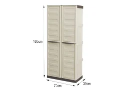 Armário ao ar livre Daldegan, Armário de varanda multiuso, Armário de vassoura de 2 portas, 100% Made in Italy, 70x47h178 cm, Bege e Castanho, Acabamento em linhas