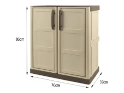 Armário ao ar livre DambRosi, Armário de varanda multiuso, Armário de exterior com 2 portas, 100% Made in Italy, Bege e Castanho, 70x39h86 cm, Acabamento de quadros