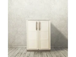 Armário ao ar livre DambRosi, Armário de varanda multiuso, Armário de exterior com 2 portas, 100% Made in Italy, Bege e Castanho, 70x39h86 cm, Acabamento de quadros