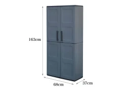 Armário ao ar livre Dambrosin, Armário de varanda, Armário multiuso com prateleiras, 100% Made in ItaLy, 68x37h163 cm, Cinza e Preto, Acabamento de quadros
