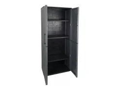 Armário ao ar livre Dambrosin, Armário de varanda, Armário multiuso com prateleiras, 100% Made in ItaLy, 68x37h163 cm, Cinza e Preto, Acabamento de quadros