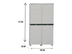 Armário ao ar livre Dbeghett, Armário multiuso, Armário de lavanderia,Armário ao ar livre, 100% Made in Italy, Cinza claro, 100x39h172 cm