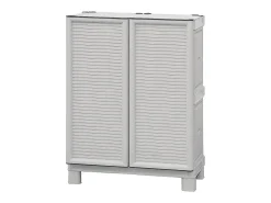 Armário ao ar livre Dbiondin, Armário ao ar livre, Armário de varanda multiuso, Armário ao ar livre, 100% Made in Italy, Cinza claro, 70x39h92 cm