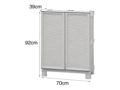 Armário ao ar livre Dbiondin, Armário ao ar livre, Armário de varanda multiuso, Armário ao ar livre, 100% Made in Italy, Cinza claro, 70x39h92 cm