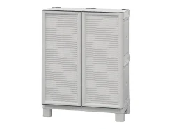 Armário ao ar livre Dbiondin, Armário ao ar livre, Armário de varanda multiuso, Armário ao ar livre, 100% Made in Italy, Cinza claro, 70x39h92 cm