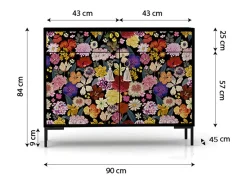 Armário aparador com 2 portas e 2 gavetas em MDF impresso