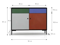 Armário aparador com 2 portas e 2 gavetas em MDF impresso
