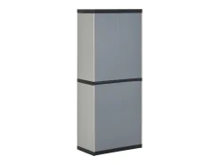 Armário arrumação jardim 3 prateleiras 68x40x168cm cinza/preto