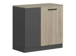 Armário auxiliar de escritório Blacky com 2 portas e prateleiras, carvalho Sonoma cinza, 80x78x40 cm