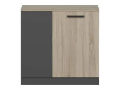 Armário auxiliar de escritório Blacky com 2 portas e prateleiras, carvalho Sonoma cinza, 80x78x40 cm