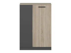 Armário auxiliar de escritório estilo industrial Blacky com 2 portas 80x116x40 cm