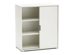 Armário Baixo 2 Portas de Correr Branco 75×85×38 | 2 Prateleiras Ajustáveis | Já Montado