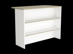 Armário bar de cozinha em melamina Fendi com três prateleiras, 90 X 120 X 60 cm, Branco / Mel